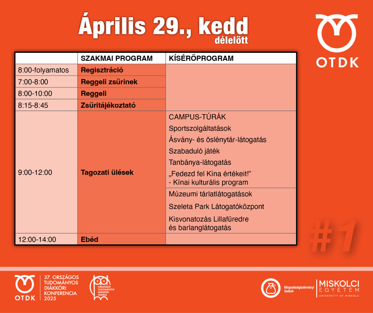 OTDK közgáz 2025 napi programok2